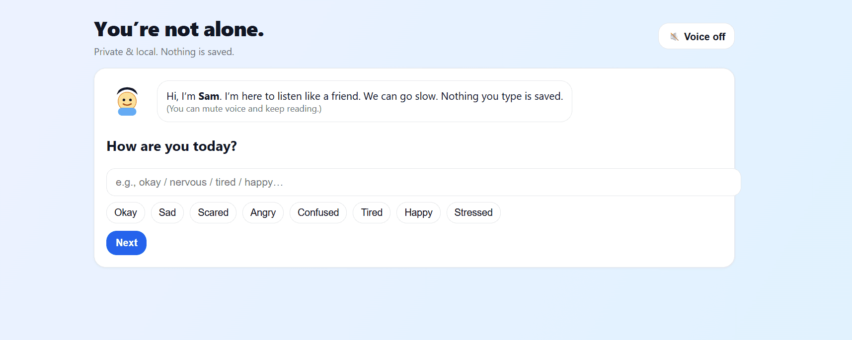 Screenshot of Friendly Safety App