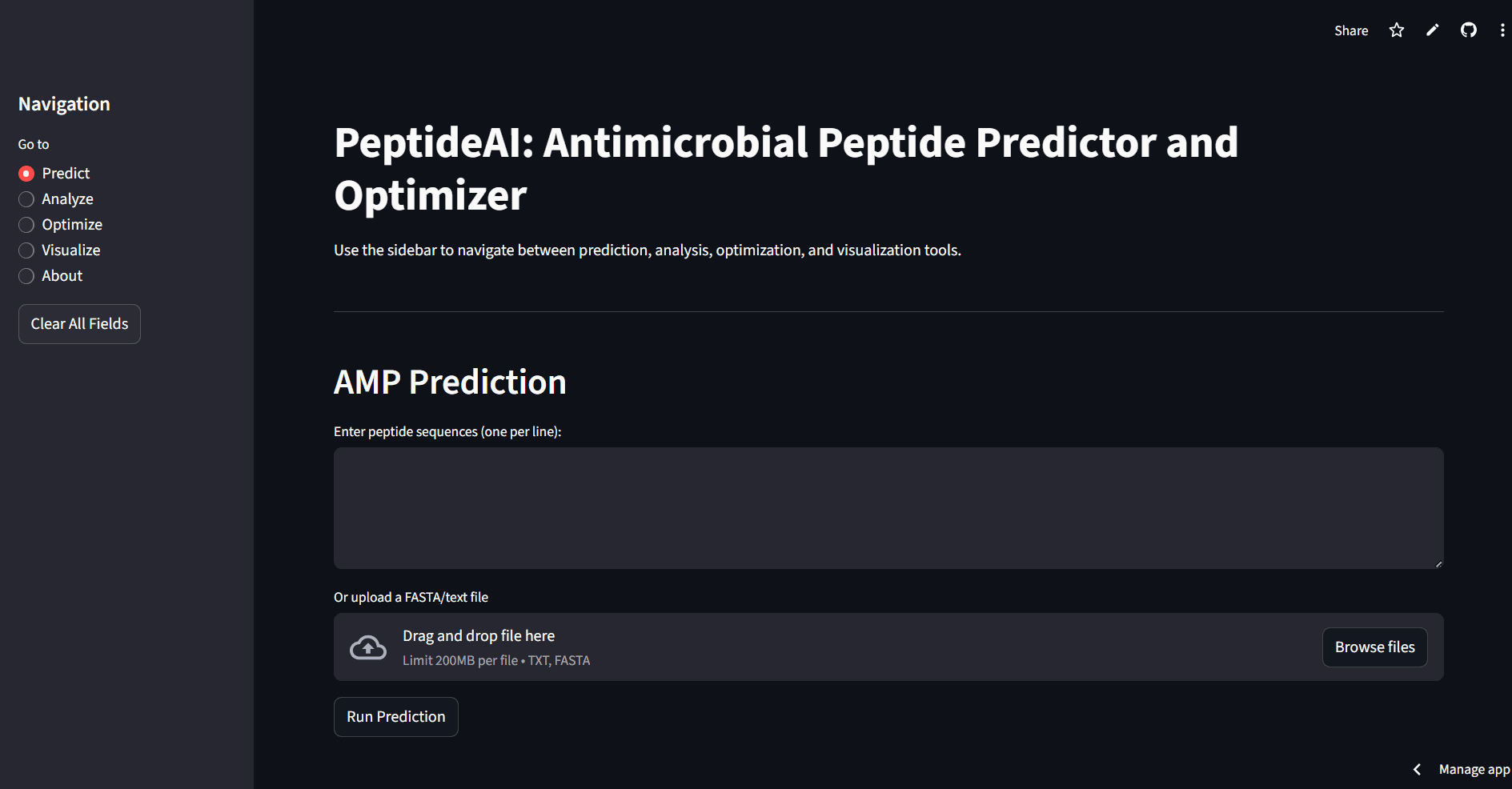 Screenshot of Peptideai